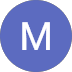 A solid blue circle containing a large, white capital letter M in the center.